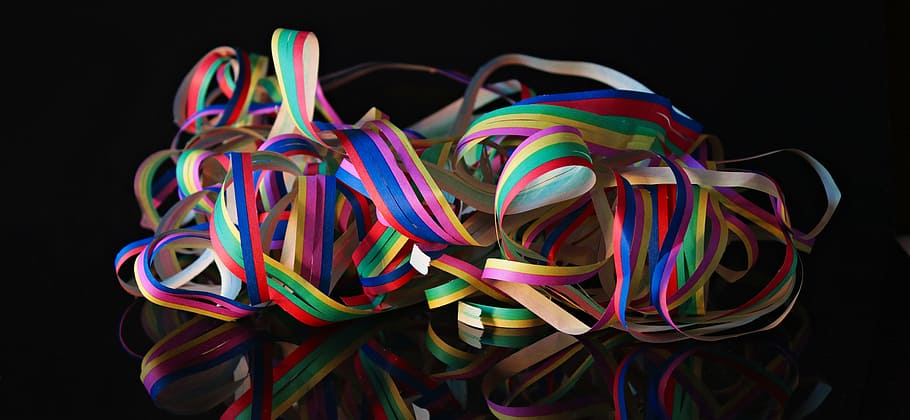 assorted-color ribbons, streamer, carnival, party, colorful, fun