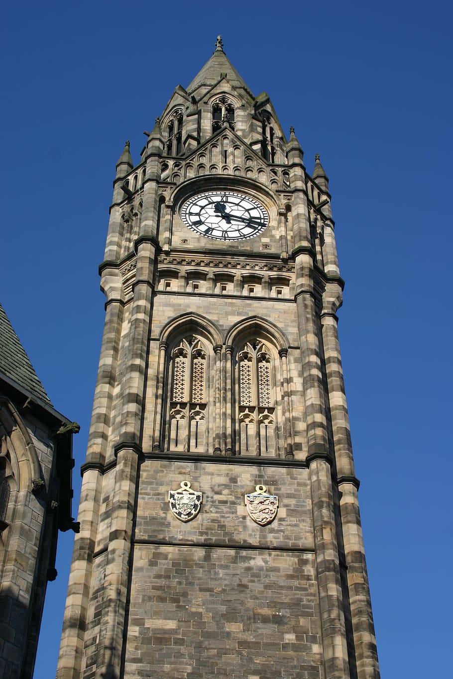clock, clock tower, town hall, rochdale, sky, blue, tourism HD wallpaper