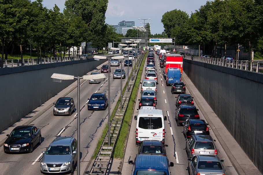 vehicles at road, traffic, jam, stop and go, rush hour, lane HD wallpaper