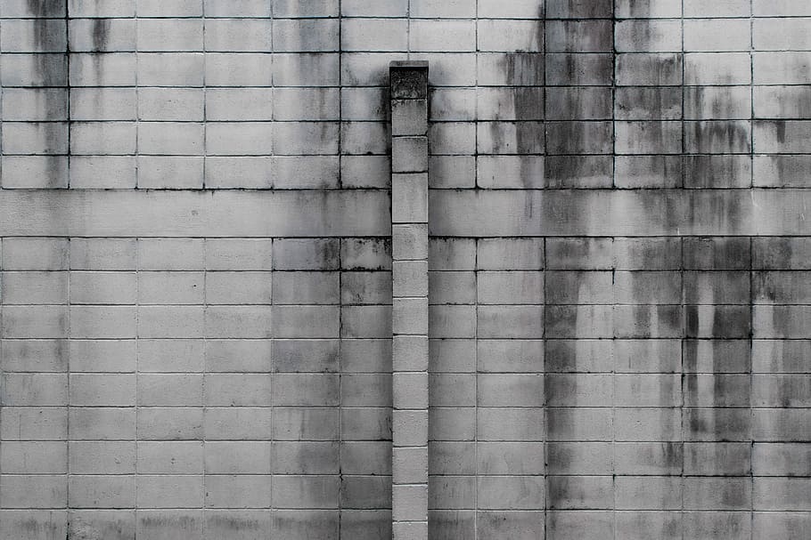 gray brick wall, gray concrete wall, architecture, urban, geometric, HD wallpaper