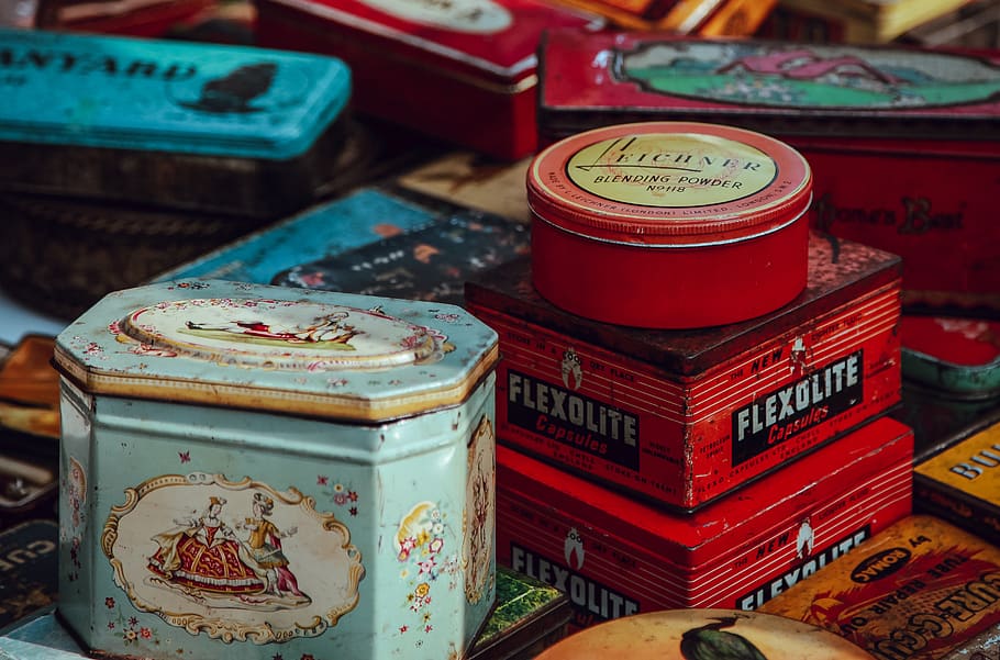 colorful, tin, can, storage, no people, close-up, indoors, old HD wallpaper