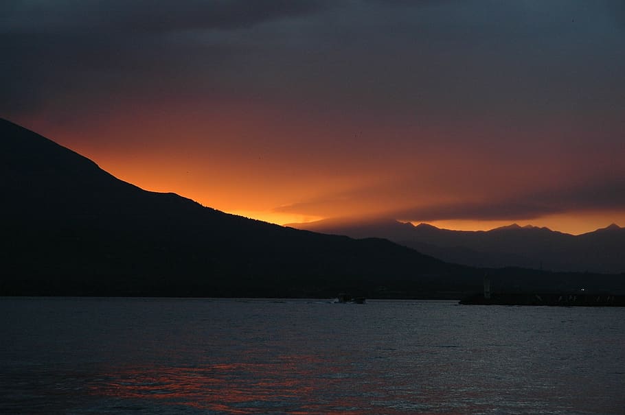 landscape, mountain, sunset, water, sky, scenics - nature, beauty in nature HD wallpaper