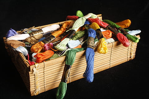 nylon on tray, thread, embroidery, sewing, craft, color, needlework HD wallpaper