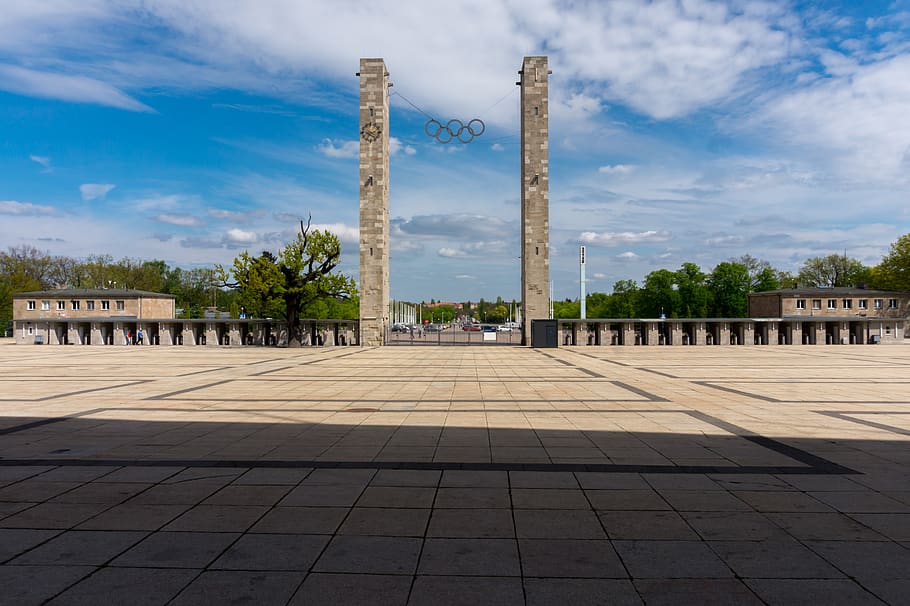 architecture, monument, berlin olympic stadium, main entrance, HD wallpaper