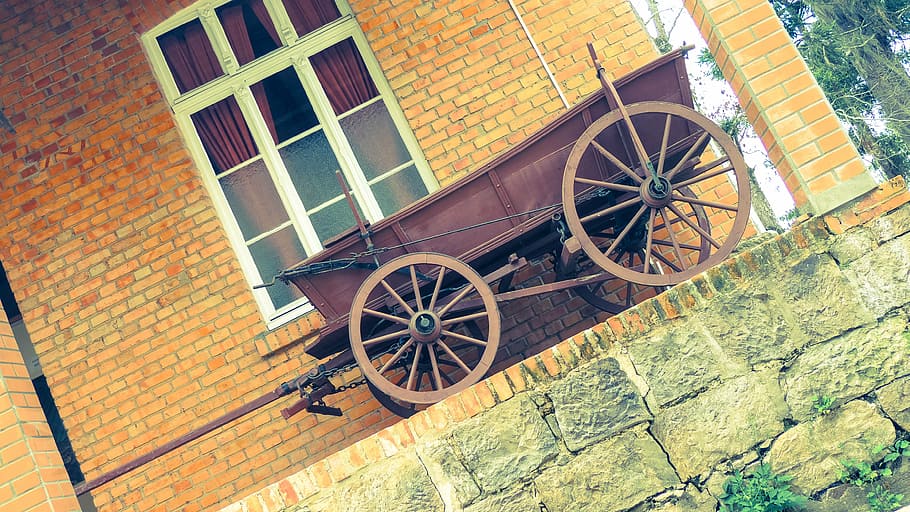 wagon, antique, past, wheel, transportation, architecture, no people HD wallpaper
