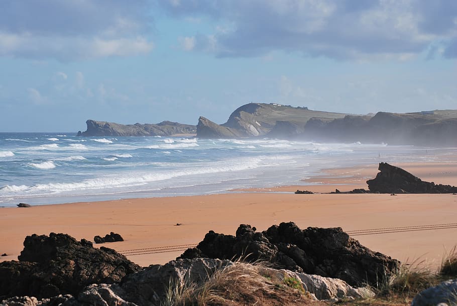 cantabria, liencres, september, sea, beach, coastline, nature HD wallpaper