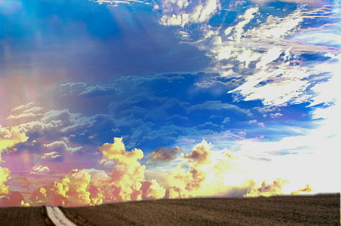 white clouds and blue sky at daytime, Landscape, Horizon, wide HD wallpaper