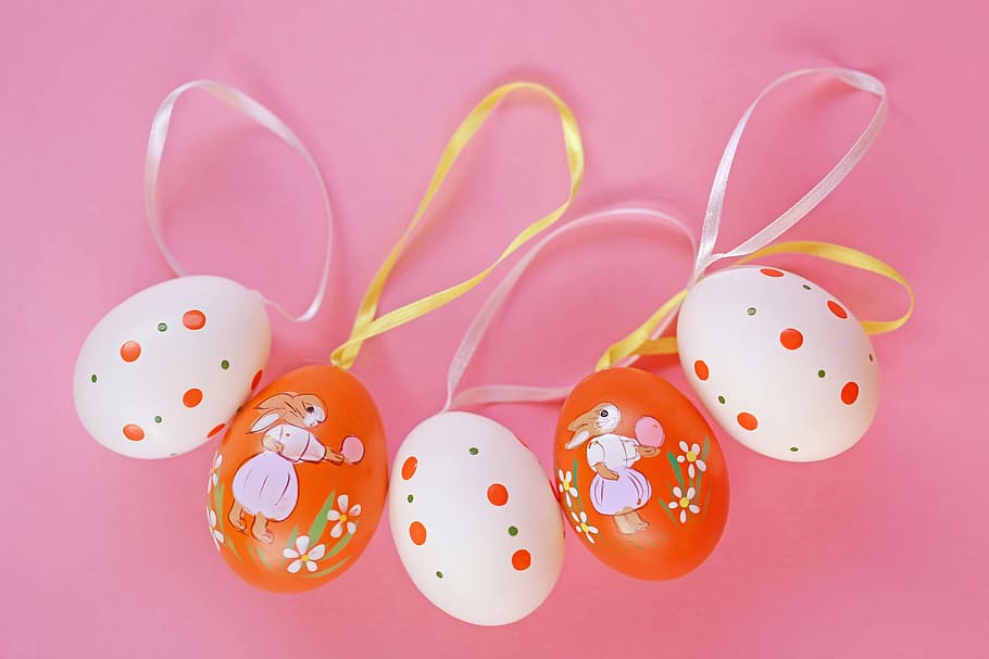 easter, color, egg, tradition, pink, hare, print, flower, decoration HD wallpaper