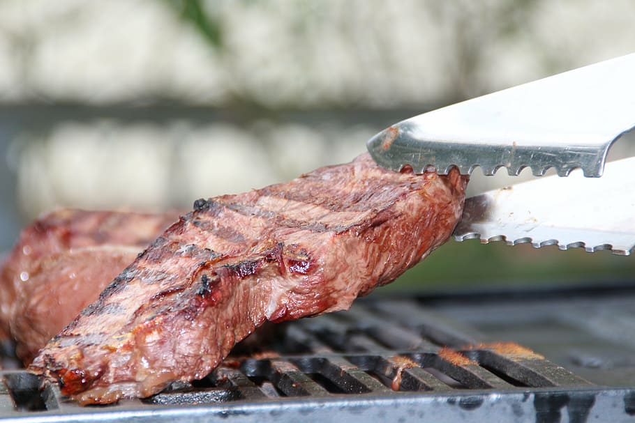 grilled meat, steak, steaks, barbecue, summer, gas grill, tasty HD wallpaper