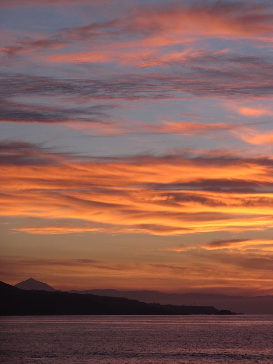Sunset, Fire, Clouds, Horizon, sky, landscape, the quarries HD wallpaper