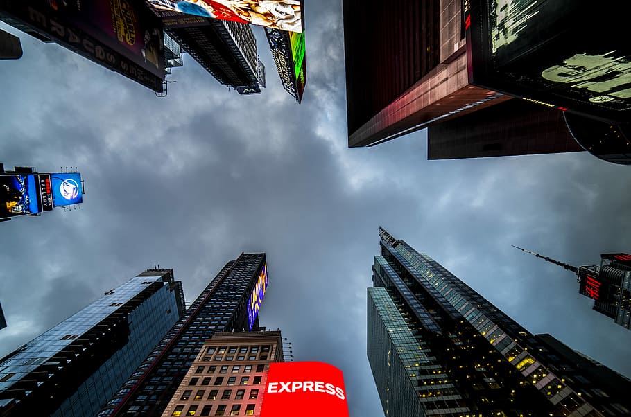 low angle photography of skyscrapers, low angle photo of high rise buildings HD wallpaper