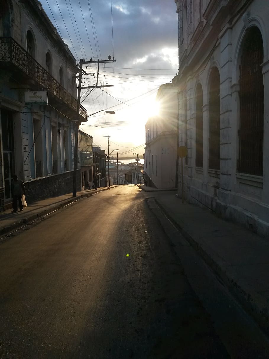 street, sunset, architecture, built structure, sky, building exterior HD wallpaper