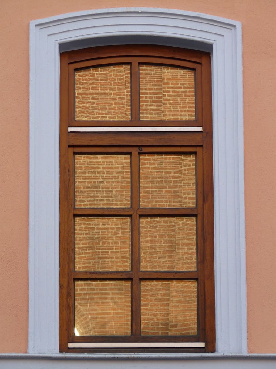 window, home, facade, live, mirroring, brick, frame, wood, wooden frame HD wallpaper