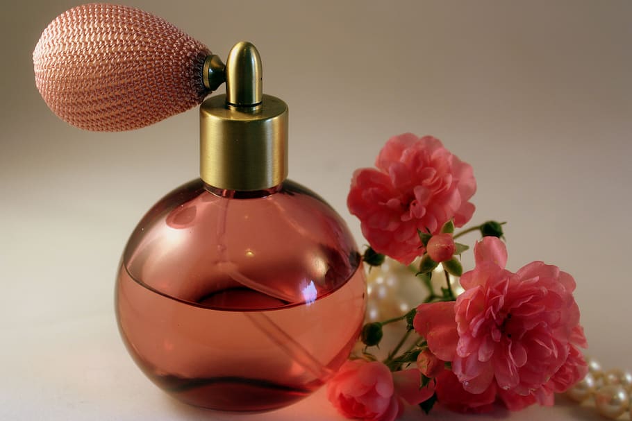 perfume, fragrance, rose, wellness, bottle, perfume bottle