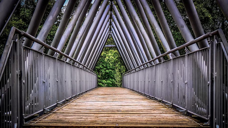 pedestrian, bridge, hamburg, urban, cityscape, architecture HD wallpaper