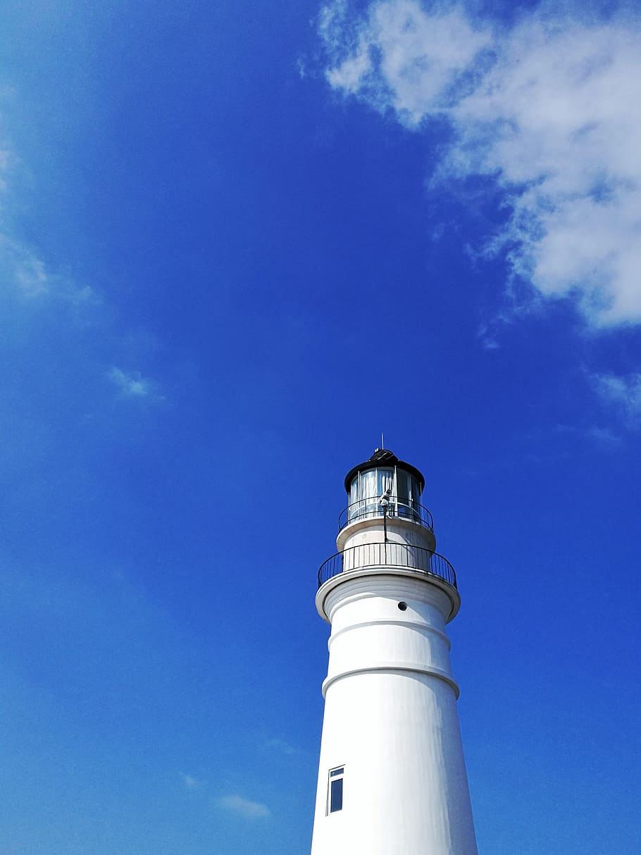 sky, lighthouse, outdoor, low angle view, built structure, building exterior HD wallpaper