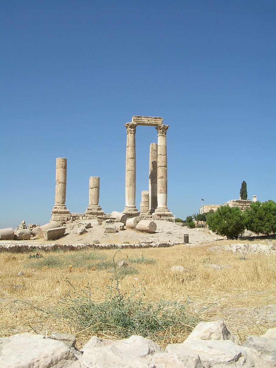 amman, ruins, jordan, citadel hill, sky, architecture, built structure, HD wallpaper
