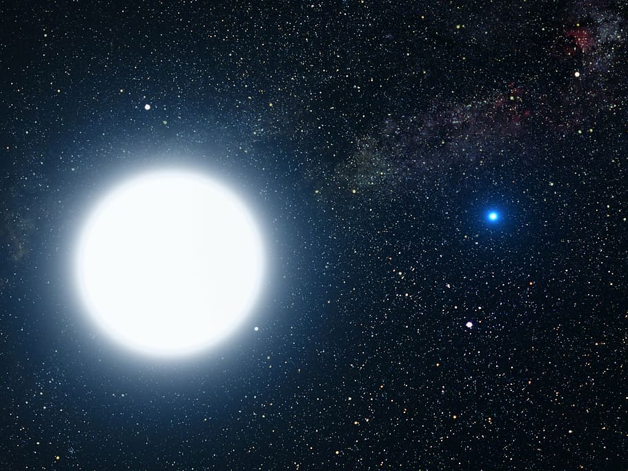 sun illustration, star, white dwarf, star system, binary, sirius a