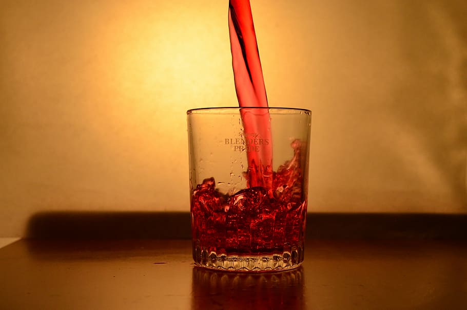 liquid, red, juice, glass, splash, pouring, alcohol, drink HD wallpaper