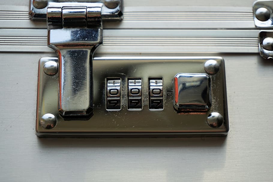 white and silver attache case, combination lock, luggage, briefcase HD wallpaper