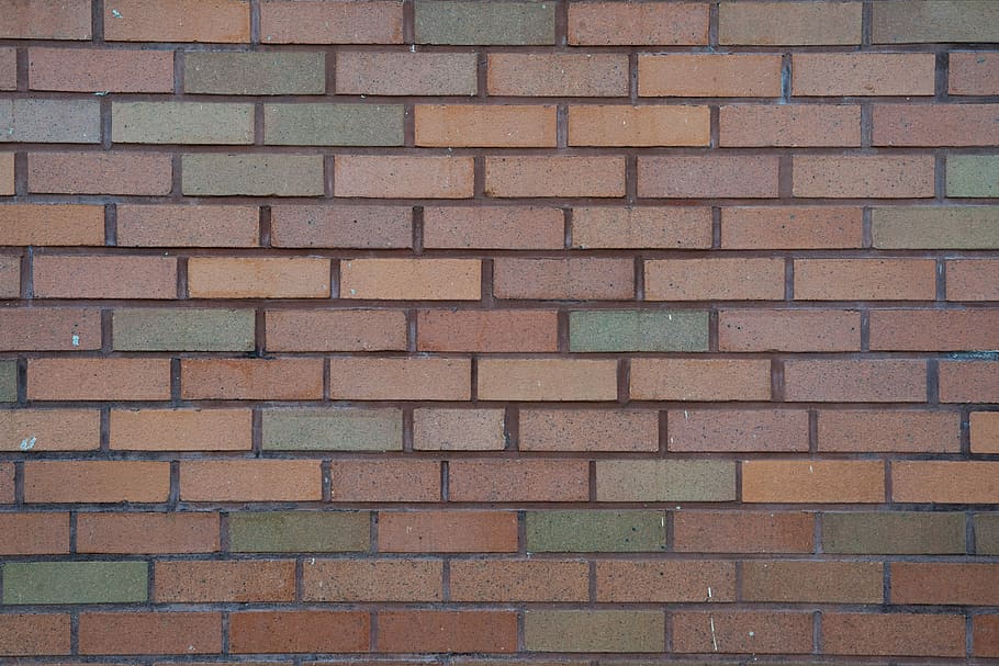 brown and green brick wall, texture, full frame, backgrounds HD wallpaper