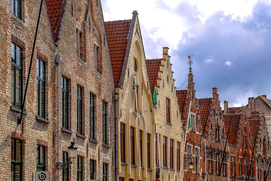 building, facade, brick, architecture, medieval, city, bruges HD wallpaper