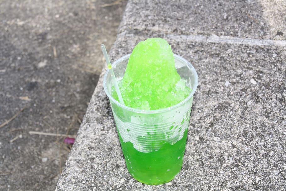 clear plastic cup filled with shaved ice and straw, Lime, Dessert HD wallpaper