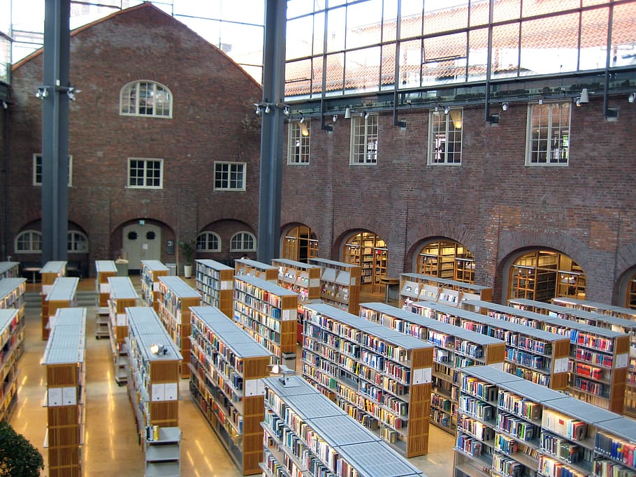 high-angle photography of library, books, architecture, old HD wallpaper