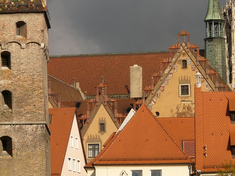 gable, roofs, homes, facades, old town, ulm, metzgerturm, city view HD wallpaper