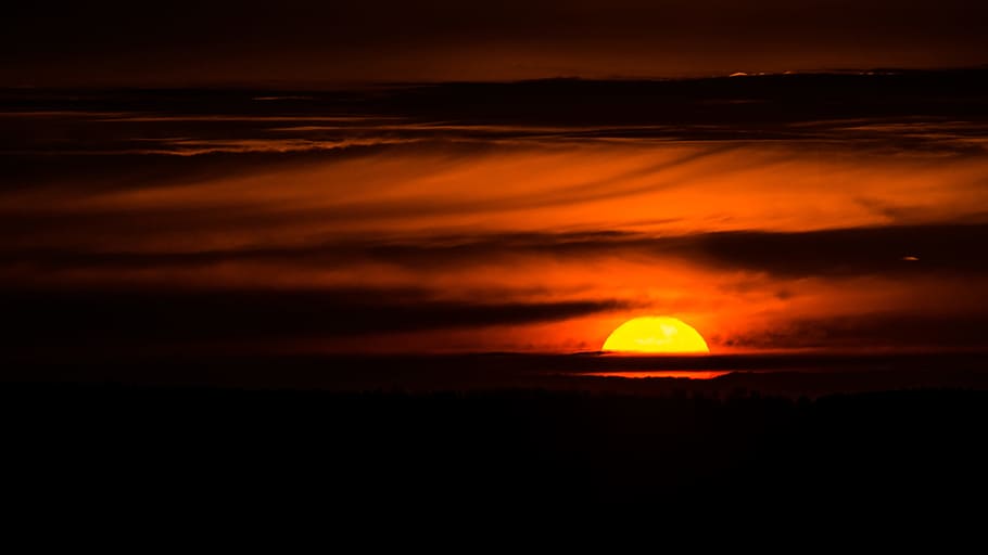 the sun, sunset, west, sky, evening, nature, twilight, landscape HD wallpaper