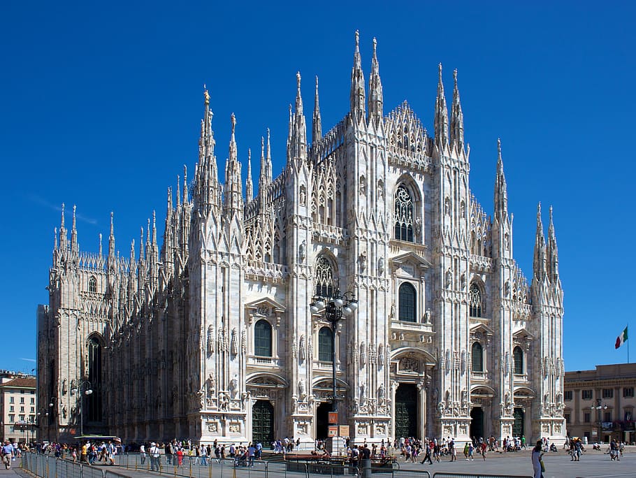 white cathedral, Milan, Italian, Duomo, architecture, building exterior
