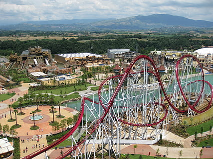 rollercoaster, rainbow magicland, attraction, looping, fun HD wallpaper
