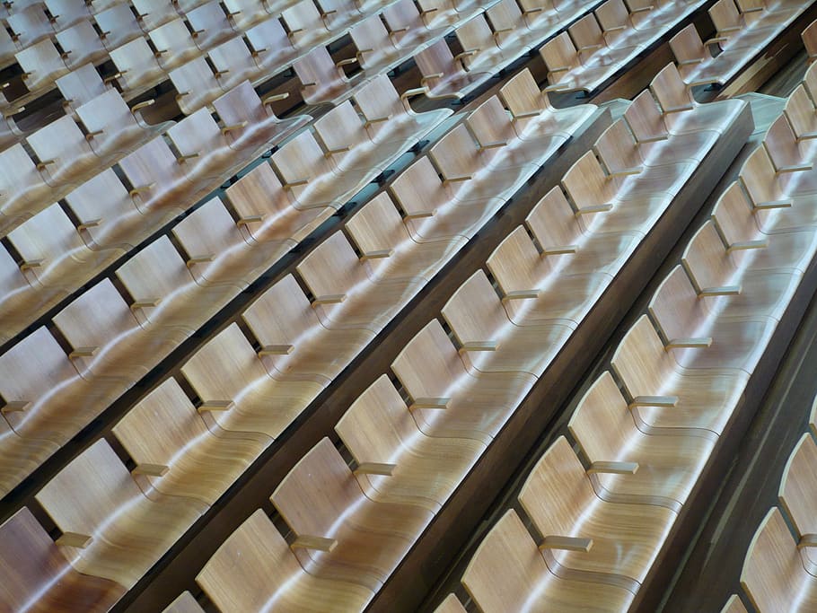 Chairs, Seats, Seating, Lecture, interior, row seating, empty HD wallpaper