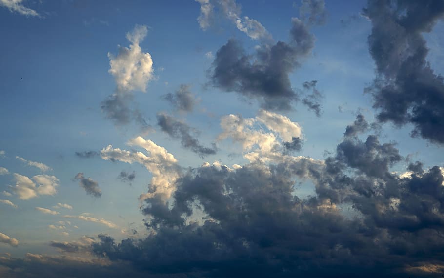 Blue Sky, Clouds, Sunset, Nature, sunrise, summer, evening HD wallpaper