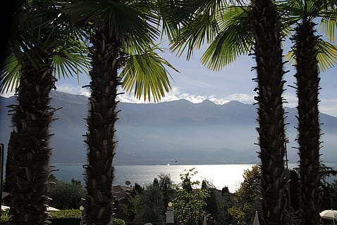 Lake, Clouds, Sky, Landscape, Nature, garda, shadow, blue, view HD wallpaper