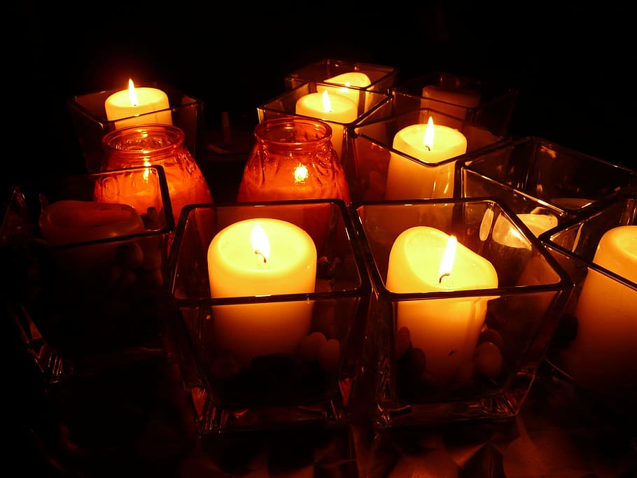 candles, lights, windlight, darkness, night, romance, heat HD wallpaper