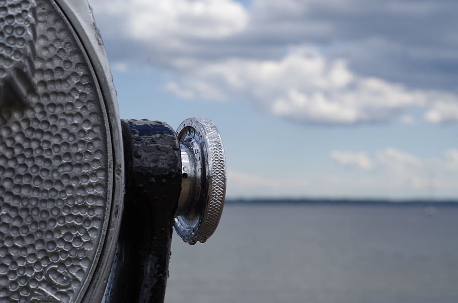 binoculars, binoscope, water, sky, observation, travel, landscape HD wallpaper