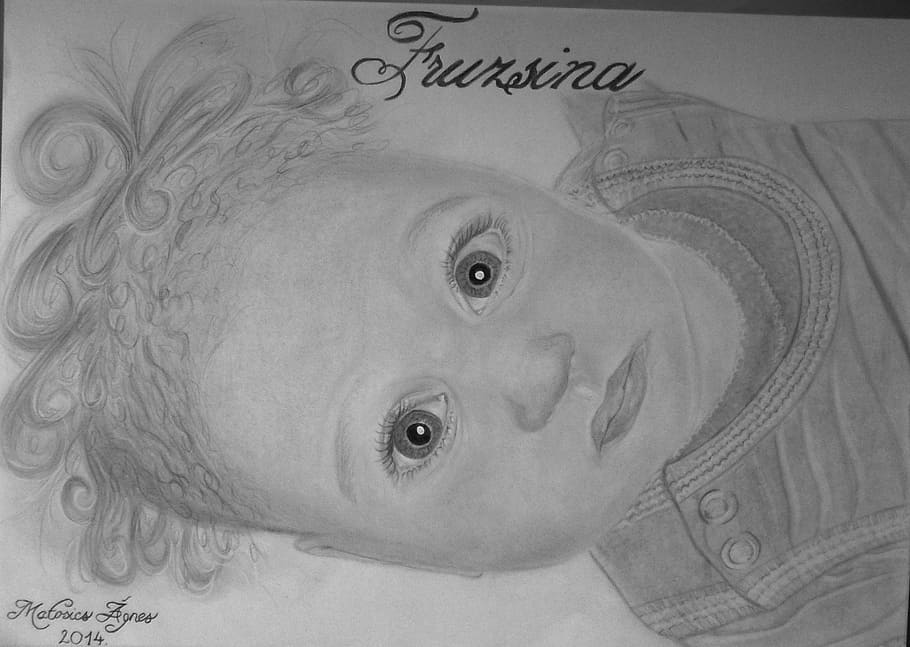 portrait, drawing, graphite, art, pencil, one person, indoors HD wallpaper
