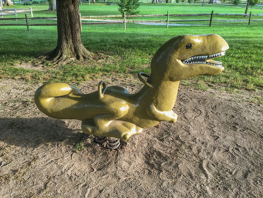 dinosaur, playground, recreation, child, park, animal themes HD wallpaper