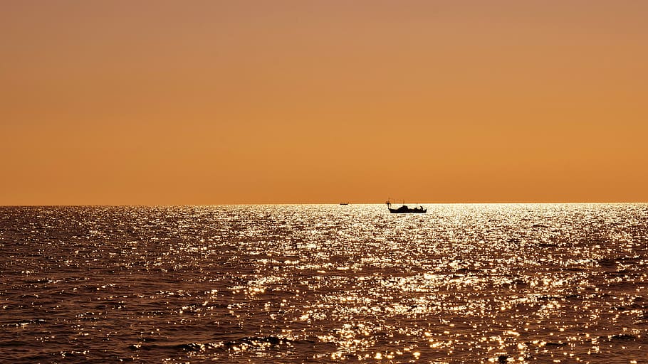 evening, sea, boats, sunset, nature, fishing time, afternoon HD wallpaper