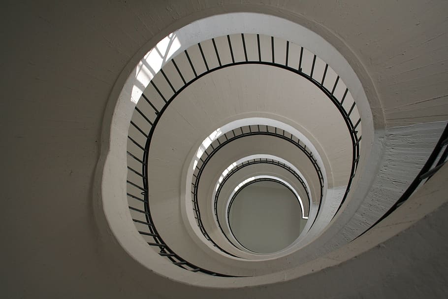 spiral, trap, circle, steps and staircases, railing, spiral staircase HD wallpaper
