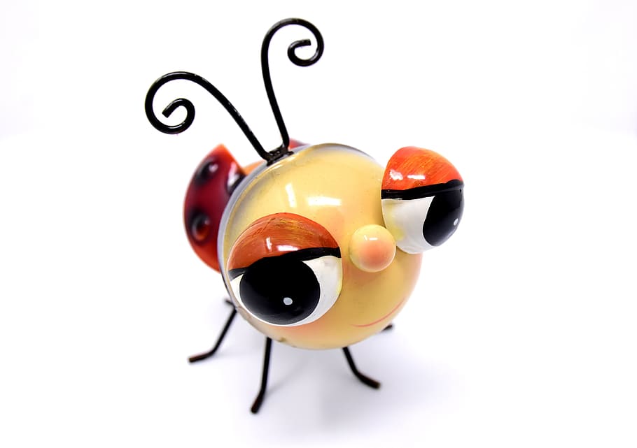 insect table decor, ladybug, sheet, figure, lucky charm, metal HD wallpaper