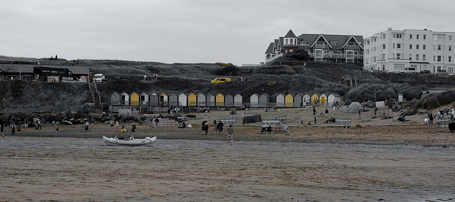 Bude, Beach, Cornwall, Selective Colour, coast, sea, holiday, HD wallpaper
