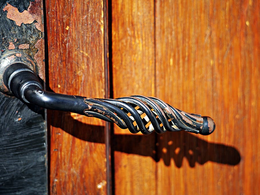 door, lock, handle, opening, old door, entrance, wood - material HD wallpaper