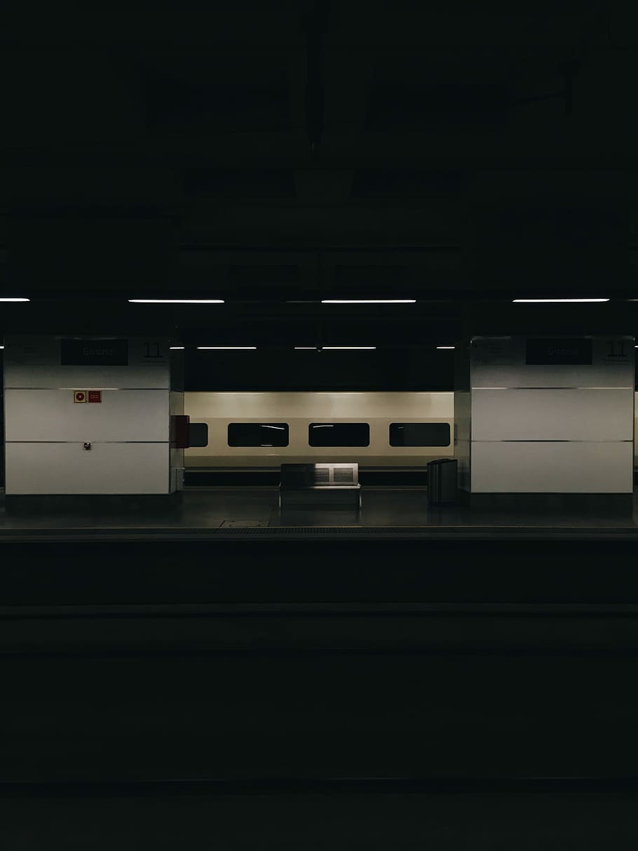landscape photo of train station bench, no People, indoors, black Color HD wallpaper