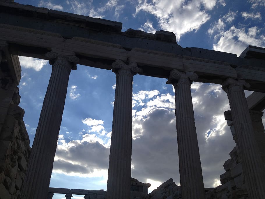 Greece, Acropolis, Columns, Sky, Blue, the ruins of the, antique HD wallpaper