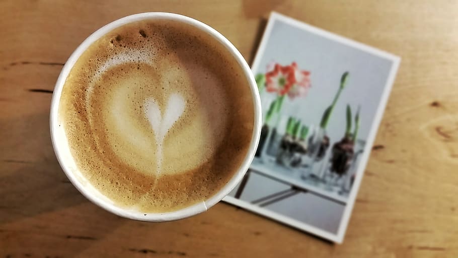 Espresso on White Ceramic Cup on Red Flower Photograph, art, beverage HD wallpaper