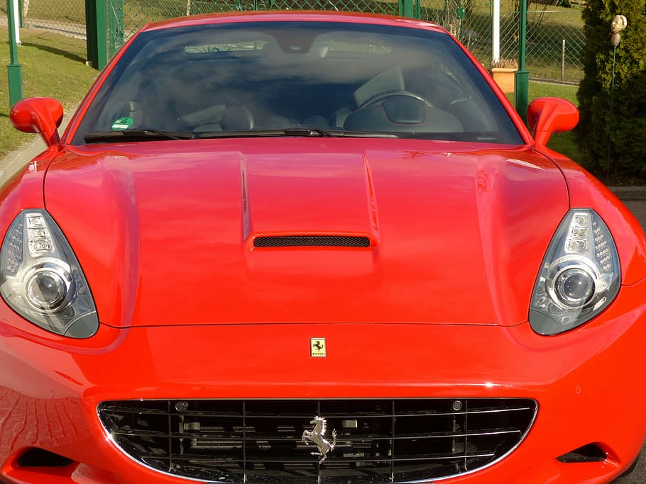 red Ferrari Sessanta coupe parked near fence at daytime, auto HD wallpaper