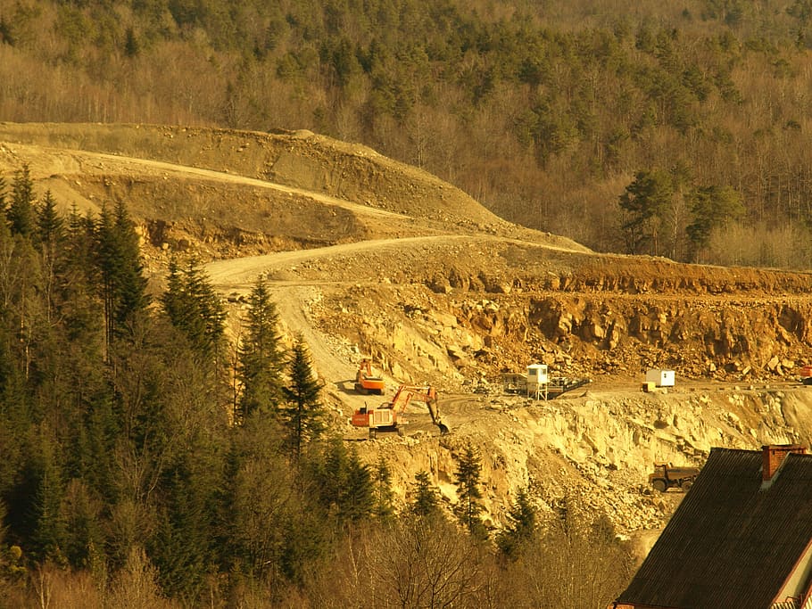 Quarry, Mountains, Rocks, Mine, outdoors, landscape, nature HD wallpaper