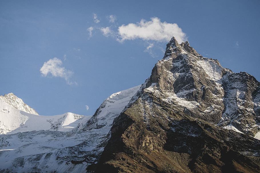snow covered mountain photography, mountain range covered with snow HD wallpaper